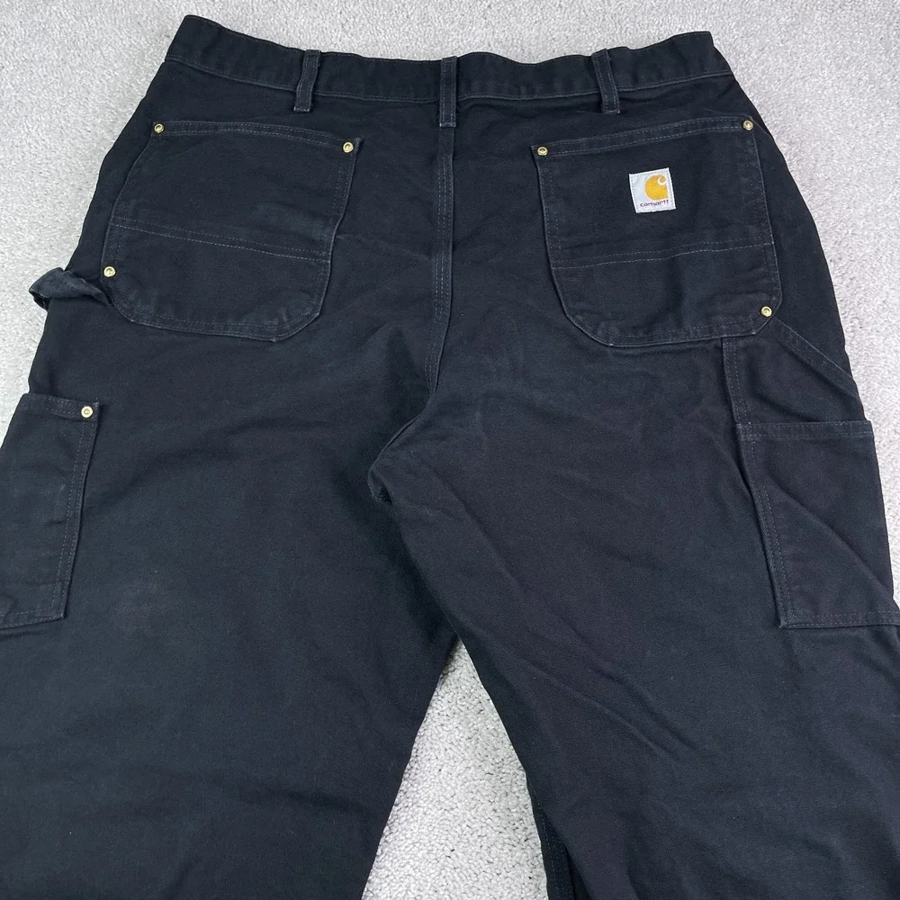 Carhartt Pants Mens 38x32 Black Loose Fit Carpenter Double Knee B01 Made‎ in USA
